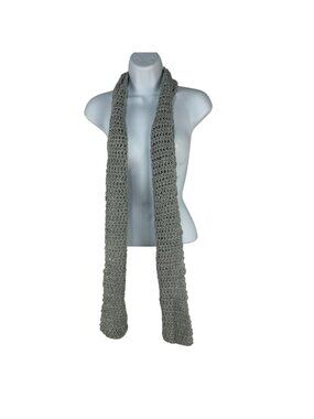 Handmade Gray Crochet Scarf Womens Winter Cold Weather Accessory Soft Yarn Long